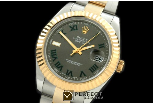 R41DJT00118 SS/YG Oyster Fluted Grey Roman Asian Eta 2836-2 2