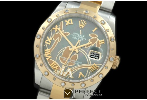 RDJMT06002 2011 Flora Oyster/Diam SS/YG M-Green Swiss Eta 2836-2