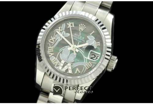 RDJLS06012 2011 Flora Pres/Fluted SS M-Green Swiss Eta 2671-2