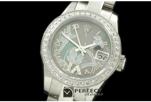 RDJLS06082 2011 Flora Oyster/Diam SS M-Green Swiss Eta 2671-2