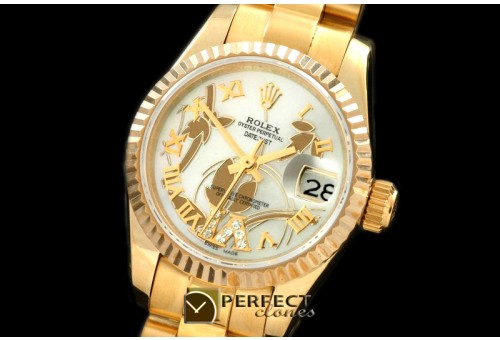 RDJLF06011 2011 Flora Pres/Fluted YG P-White Swiss Eta 2671-2
