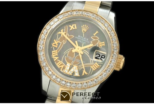 RDJLT06022 2011 Flora Pres/Diam SS/YG M-Green Swiss Eta 2671-2