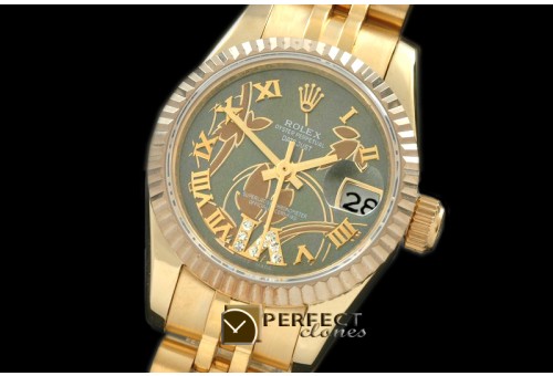 RDJLF06042 2011 Flora Jubilee/Fluted YG M-Green Swiss Eta 2671-2