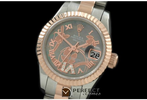 RDJLTR06012 2011 Flora Pres/Fluted SS/RG M-Green Swiss Eta 2671-