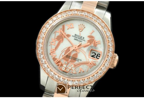 RDJLTR06021 2011 Flora Pres/Diam SS/RG P-White Swiss Eta 2671-2