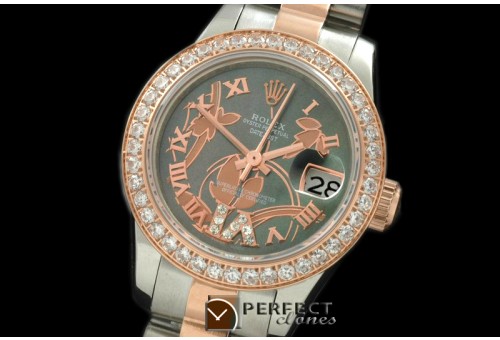 RDJLTR06022 2011 Flora Pres/Diam SS/RG M-Green Swiss Eta 2671-2