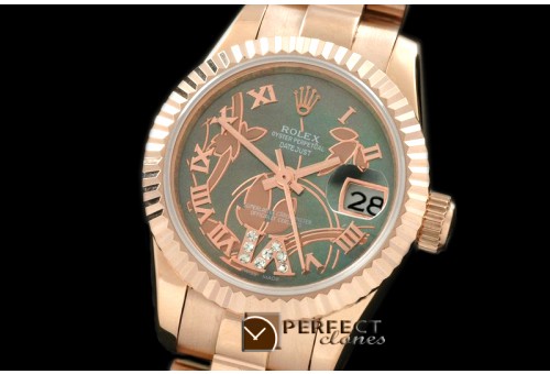 RDJLFR06012 2011 Flora Pres/Fluted RG M-Green Swiss Eta 2671-2