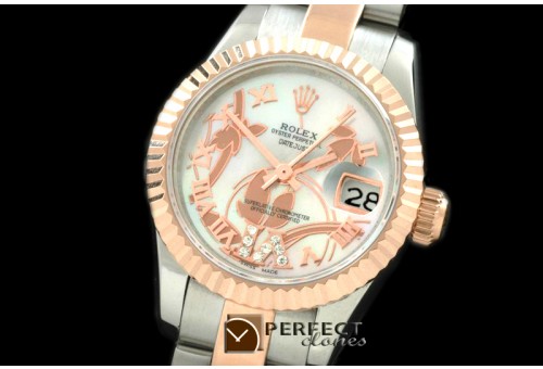 RDJLTR06071 2011 Flora Oyster/Fluted SS/RG P-White Swiss Eta 267