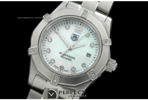 TGAQL10066 Aqracer Ladies SS/SS M-White Diam S-Qtz