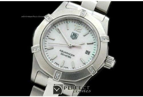 TGAQL10051 Aqracer Ladies SS/SS M-White Stk S-Qtz