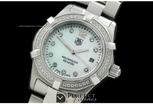 TGAQL10096 Aqracer Ladies SS/SS/Diam MOP Wht Diam S-Q