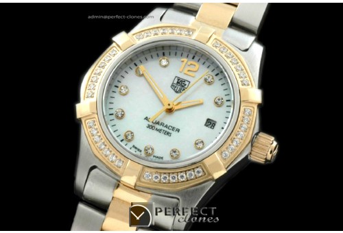 TGAQL10213 Aqracer Ladies TT/TT/Diam P-Wht Diam S-Qtz