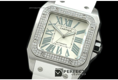 CARS00036WT Santos 10Mid SS/RU/DIAM Wht Swiss 2671