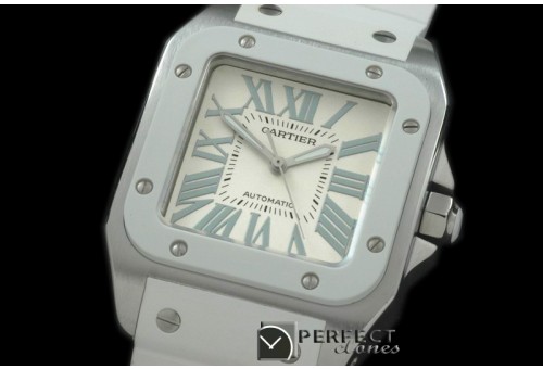 CARS00031 Santos 10Mid SS/RU Wht/Wht Swiss Eta2671