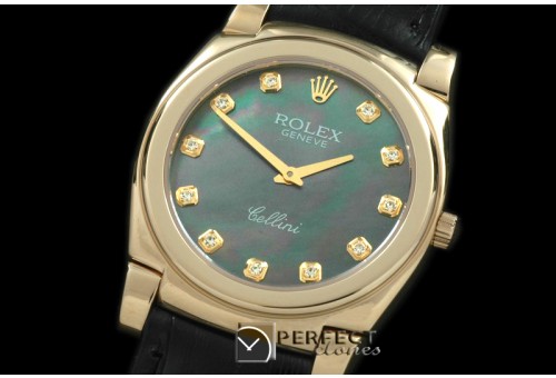 RLC00216 Cellini YG/LE MOP Green Diam Swiss Quartz