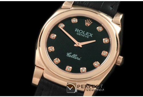RLC00317 Cellini RG/LE Black Diam Swiss Quartz
