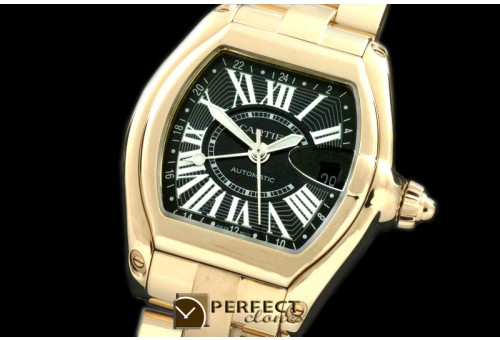 CARR10008 Men Roadster GMT YG/YG Black Swiss Eta2834