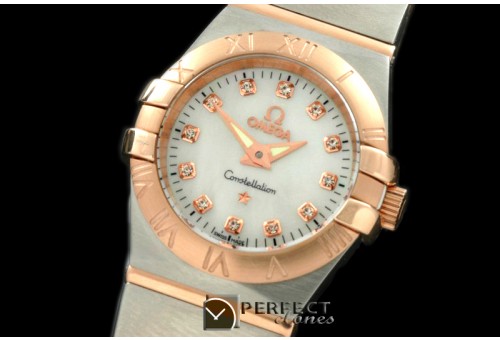 OMCO00051 Double Eagle Ladies SS/RG/TT Wht S-Qtz
