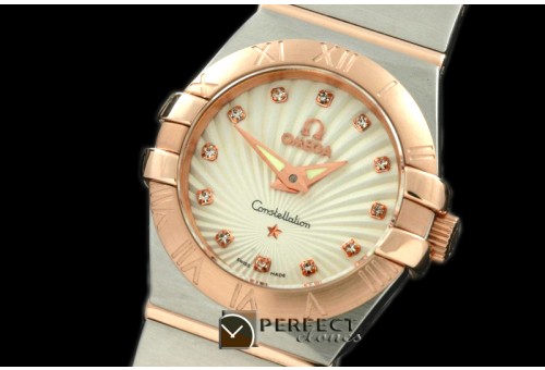 OMCO00056 Double Eagle Ladies SS/RG/TT Wht S-Qtz