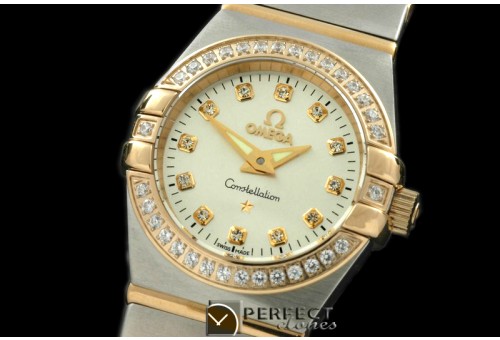 OMCO00031D Double Eagle Ladies SS/YG/TT White Swiss Qtz