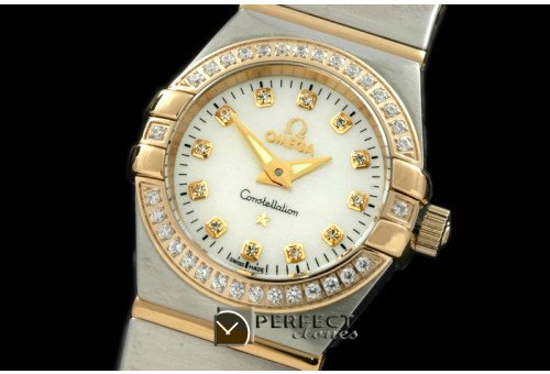 OMCO00035D Double Eagle Ladies SS/YG/TT MOP White Swiss Qtz