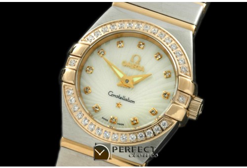 OMCO00036D Double Eagle Ladies SS/YG/TT White Swiss Qtz