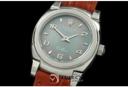 RLCM00130 Ladies Mini Cellini SS/LE MOP Green Num Swiss Quartz