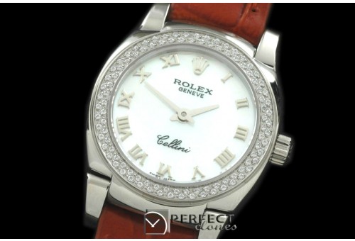 RLCM00103D Ladies Mini Cellini SS/LE MOP White Roman Swiss Quart