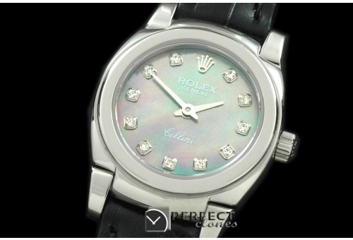 RLCM0012Ladies Mini Cellini SS/LE MOP Green Diam Swiss Quartz