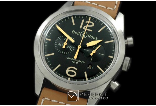 BR126-1002 BR126 Vintage Heritage Chrono SS/LE Blk QS20