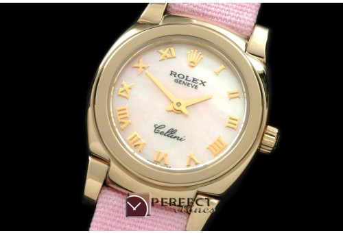 RLCM00204 Ladies Mini Cellini YG/LE MOP Pink Roman Swiss Quartz
