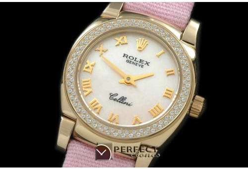 RLCM00204D Ladies Mini Cellini YG/LE MOP Pink Roman Swiss Quartz
