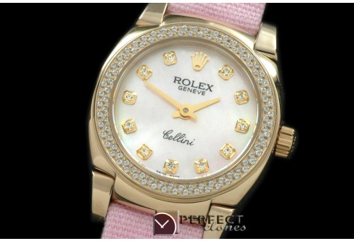 RLCM00214D Ladies Mini Cellini YG/LE MOP Pink Diam Swiss Quartz
