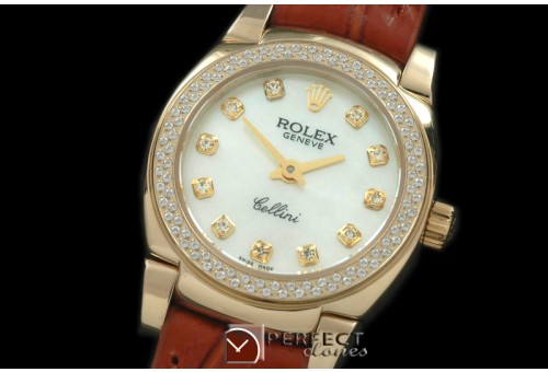 RLCM00213D Ladies Mini Cellini YG/LE MOP White Diam Swiss Quartz