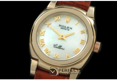RLCM00203 Ladies Mini Cellini YG/LE MOP White Roman Swiss Quartz