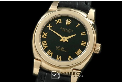 RLCM00207 Ladies Mini Cellini YG/LE Black Roman Swiss Quartz