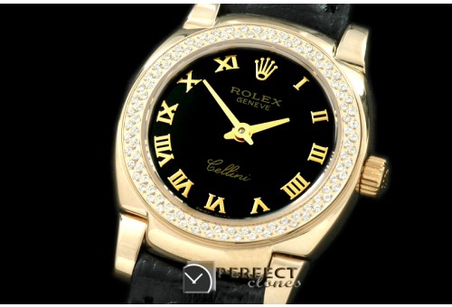 RLCM00207D Ladies Mini Cellini YG/LE Black Roman Swiss Quartz