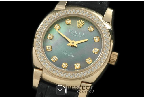 RLCM00216D Ladies Mini Cellini YG/LE MOP Green Diam Swiss Quartz