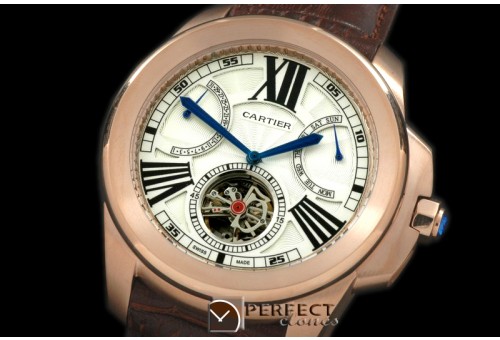 CARCC10036 Calibre de Cartier Calender Tourbillon RG/LE White