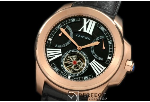 CARCC10037 Calibre de Cartier Calender Tourbillon RG/LE Black