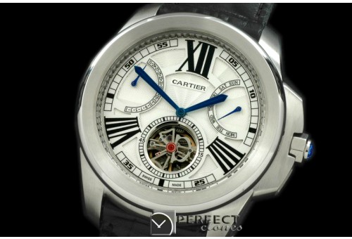 CARCC10031 Calibre de Cartier Calender Tourbillon SS/LE White