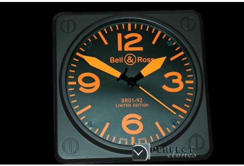 BOC10012 BR01-92 Black/Orange Wall Clock 30mm