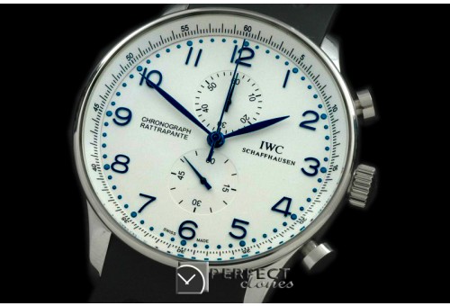 IWPG19992 Portuguese Rattrapante Chrono SS/RU White/Blue Jap OS