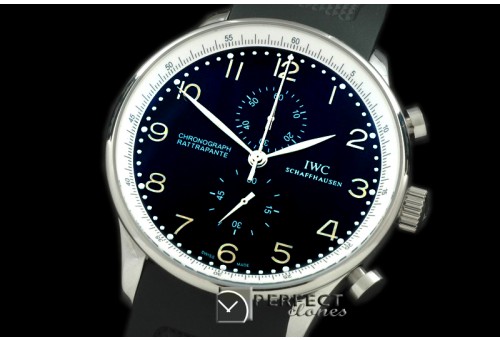 IWPG19994 Portuguese Rattrapante Chrono SS/RU Black Jap OS Qtz