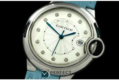 CARBA00506A Ballon Bleu de Cartier Mid SS/LE White Diam Swiss Qu