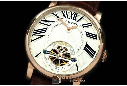 CARDC10051 Ronde de Cartier Tourbillon RG/LE White Asian 2813
