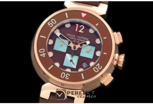 LVD01011 Tambour Men Diving Chrono RG/RU Brown Jap OS Qtz