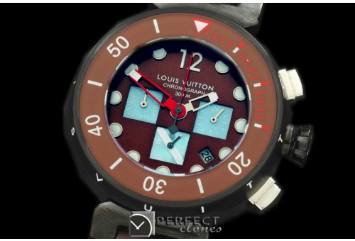 LVD01021 Tambour Men Diving Chrono PVD/RU Brown Jap OS Qtz