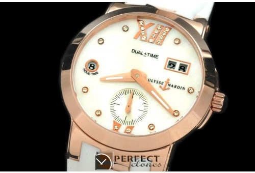 UNDT10021 Dual Time Ladies RG/RU White Asian 2813 23J