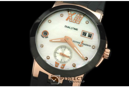UNDT10026 Dual Time Ladies RG/RU White Asian 2813 23J
